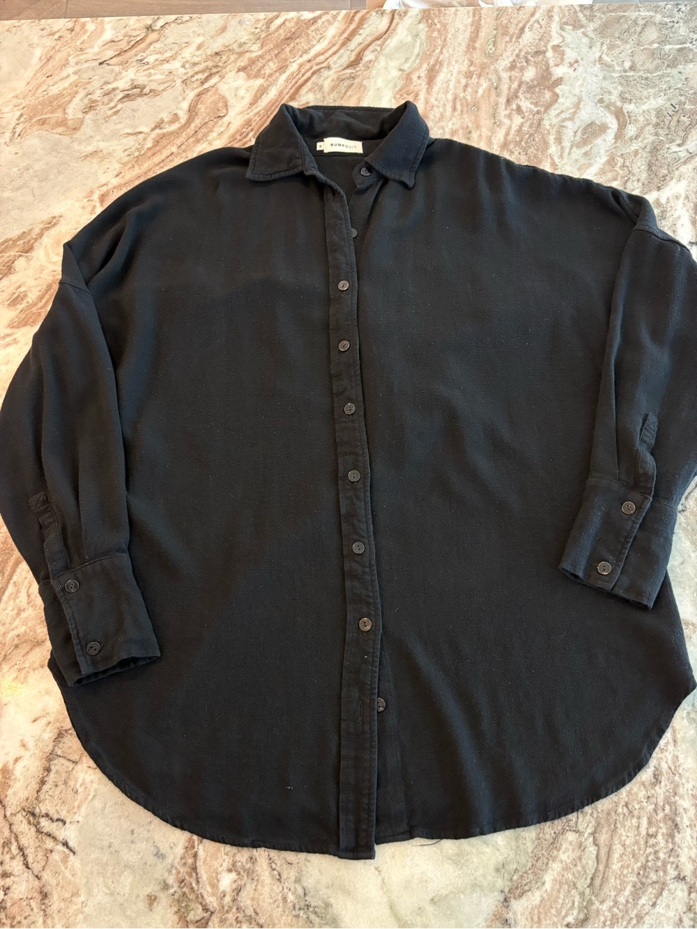 Bumpsuit Black Oversized Button Up Relaxed Maternity Postpartum Shirt Top Medium - Picture 1 of 12